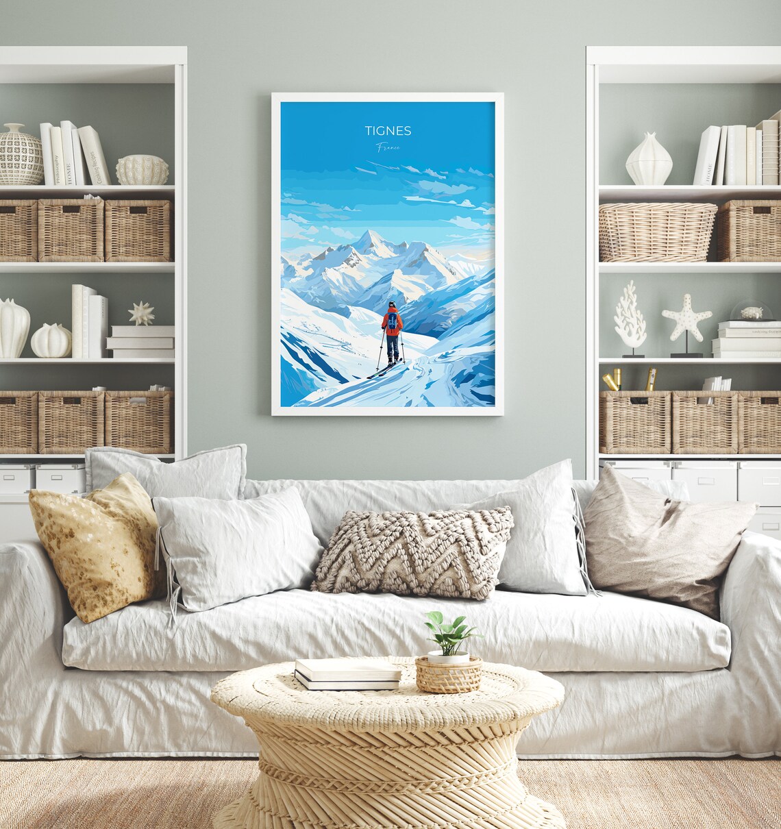 Tignes France Alpine Ski Resort Snowy Peaks Mountain Skier Poster - Image 4