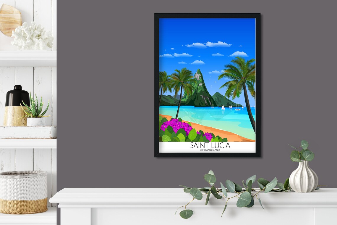 Saint Lucia Travel Poster, Caribbean Travel Print - Image 2