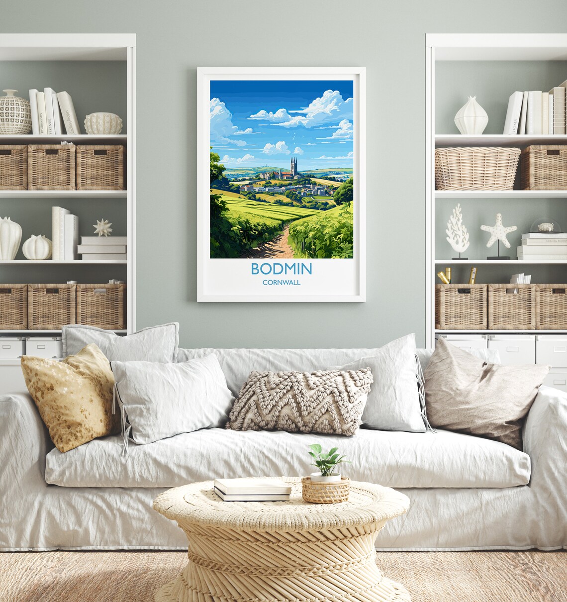 Bodmin Cornwall Church Tower Green Hills Village View Travel Poster - Image 4