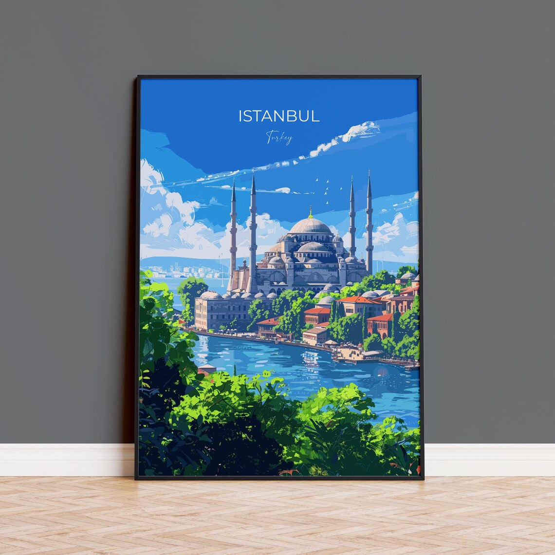 Istanbul Turkey Grand Mosque Above the Sparkling Bosphorus Poster
