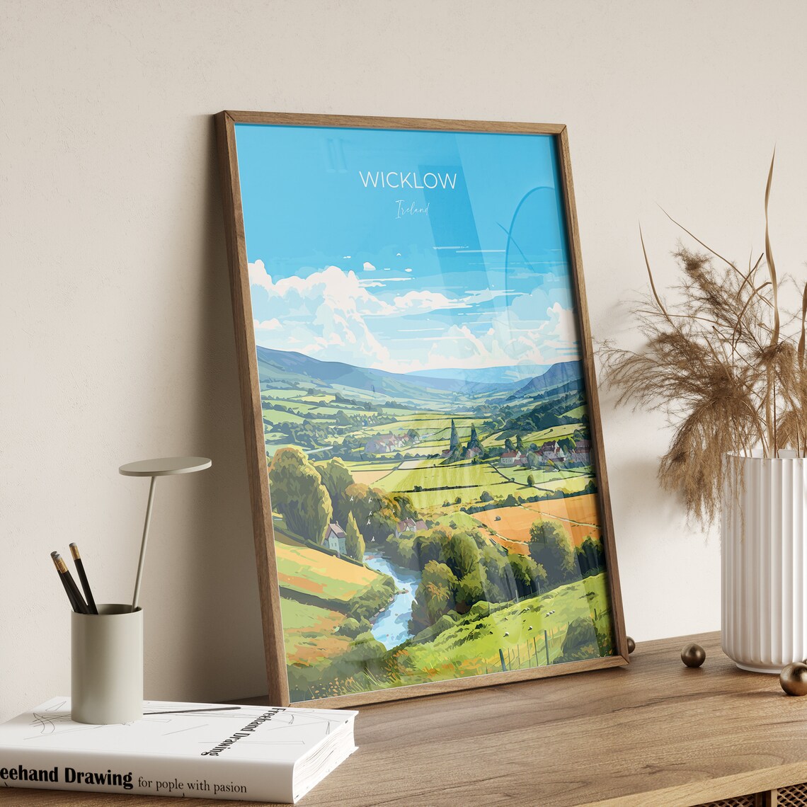 Wicklow Ireland Rolling Hills River Valley Travel Poster Countryside - Image 2