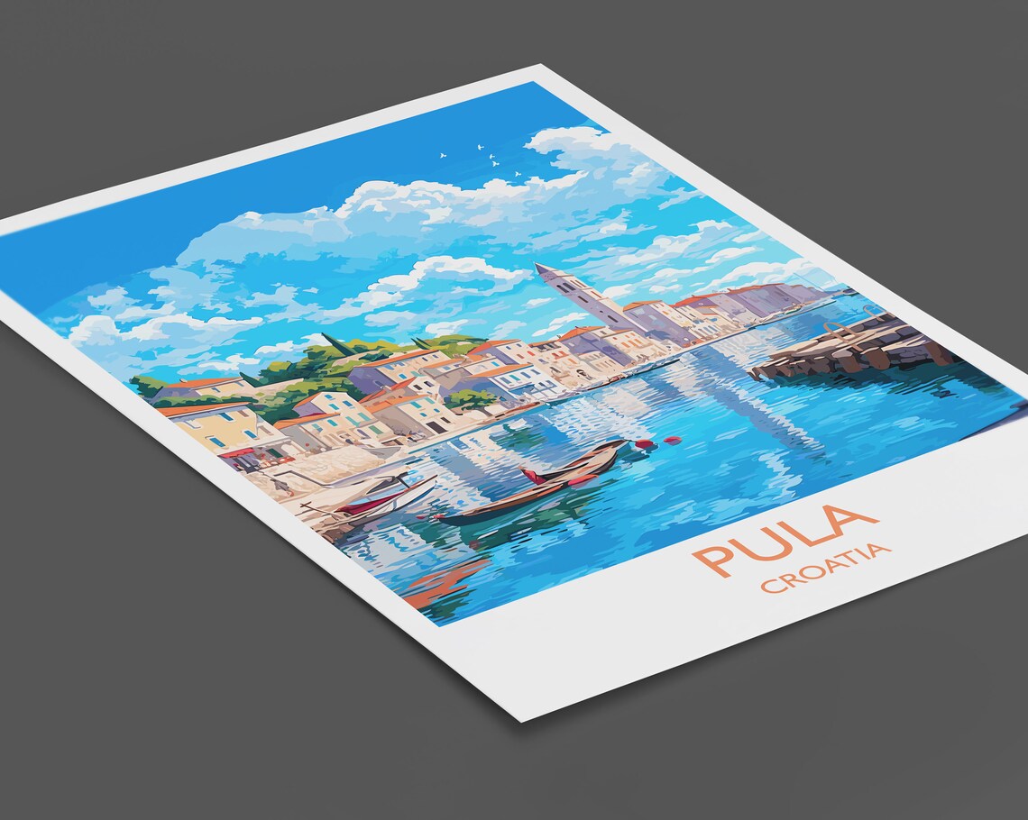 Pula Croatia Istrian Harbor Old Town Seafront View Travel Poster - Image 2