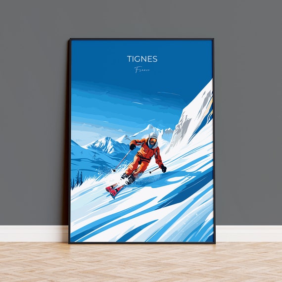 Tignes Wall Art Travel Poster Travel Print Of Tignes Ski Poster Tignes Art Gift France Ski Art Travel Gift