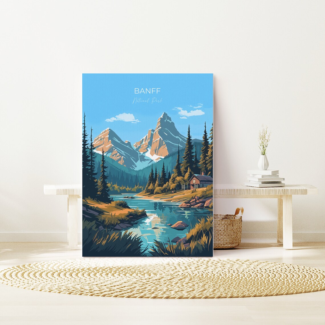 Banff National Park Peaks Lake Cabin Mountain View Travel Poster - Image 4