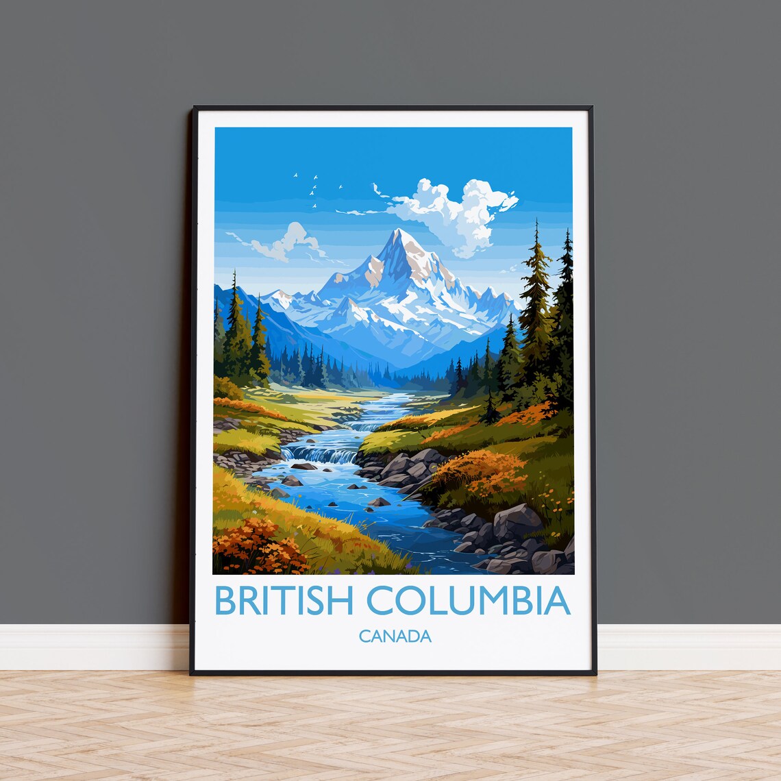 British Columbia Travel Poster, Canada Wall Art Print