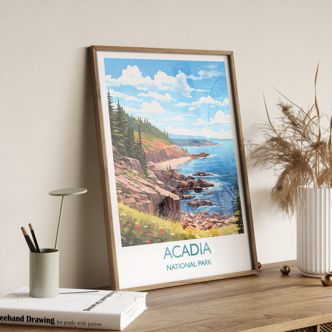 Acadia Travel Print Travel Poster Of Acadia National Park Maine Usa Acadia Travel Gift - Image 3