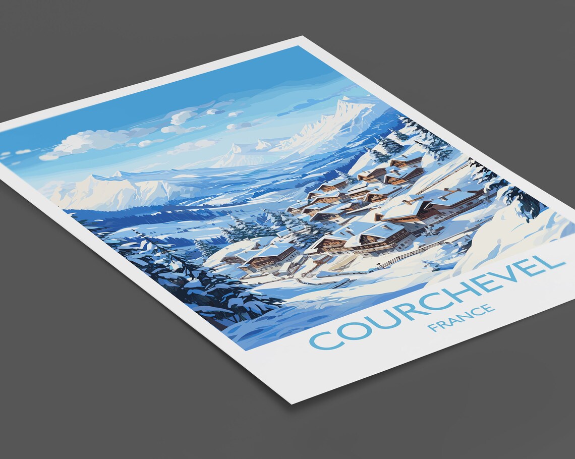 Courchevel France Alpine Village Snowy Peaks Ski Travel Poster - Image 2