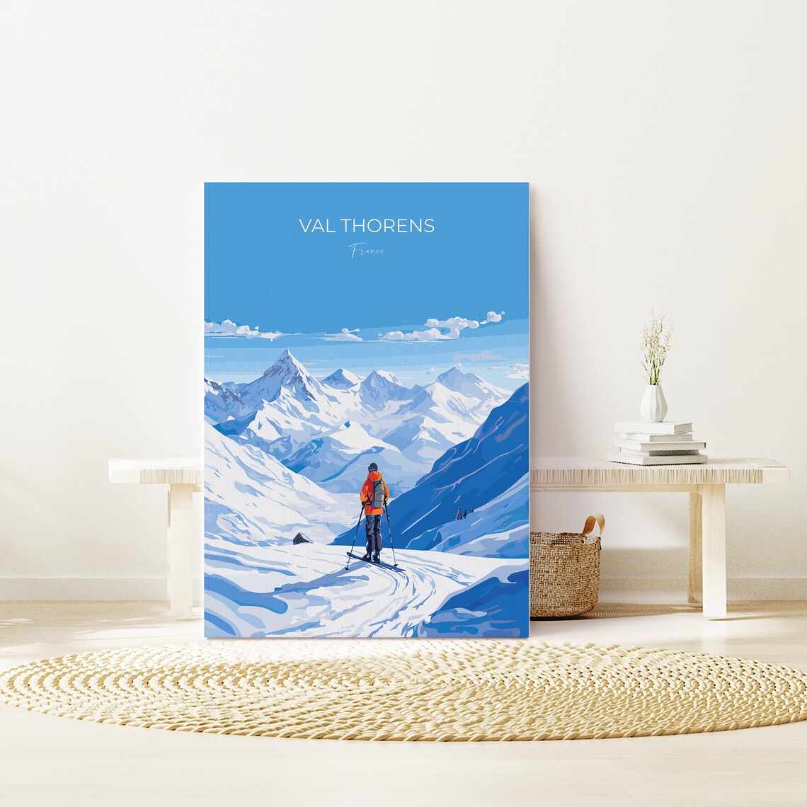 Val Thorens France Skier Alpine Peaks Snowy Resort Travel Poster - Image 3