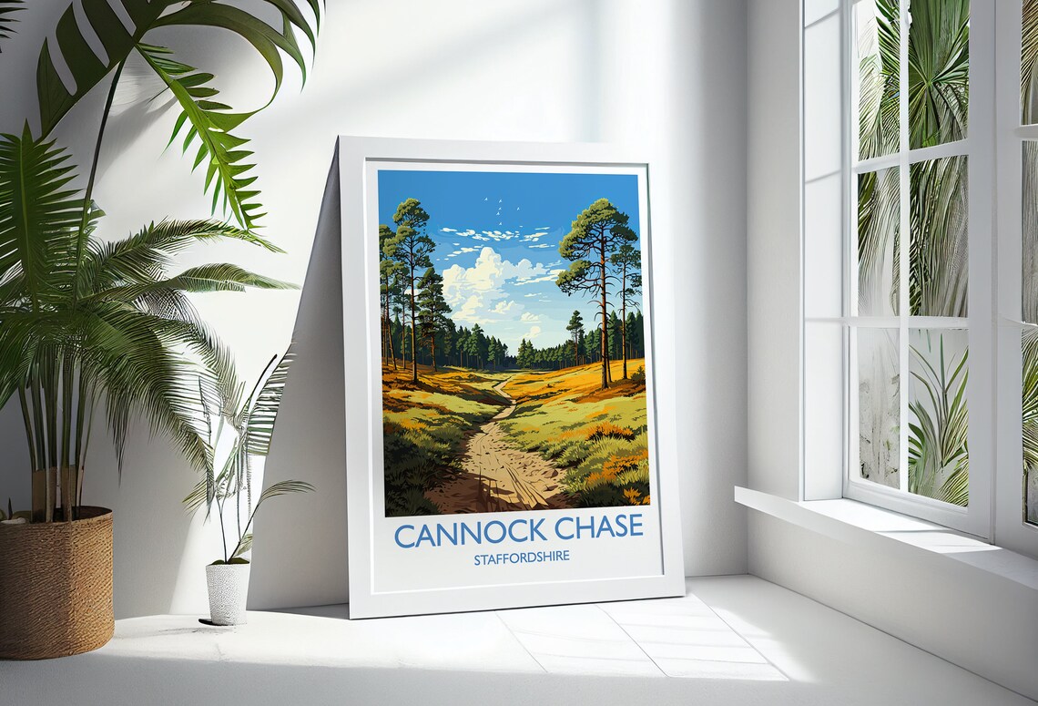 Cannock Chase Travel Print Travel Poster Of Cannock Chase England Staffordshire Art Cannock Chase Art Lovers Gift Wall Art Print - Image 3