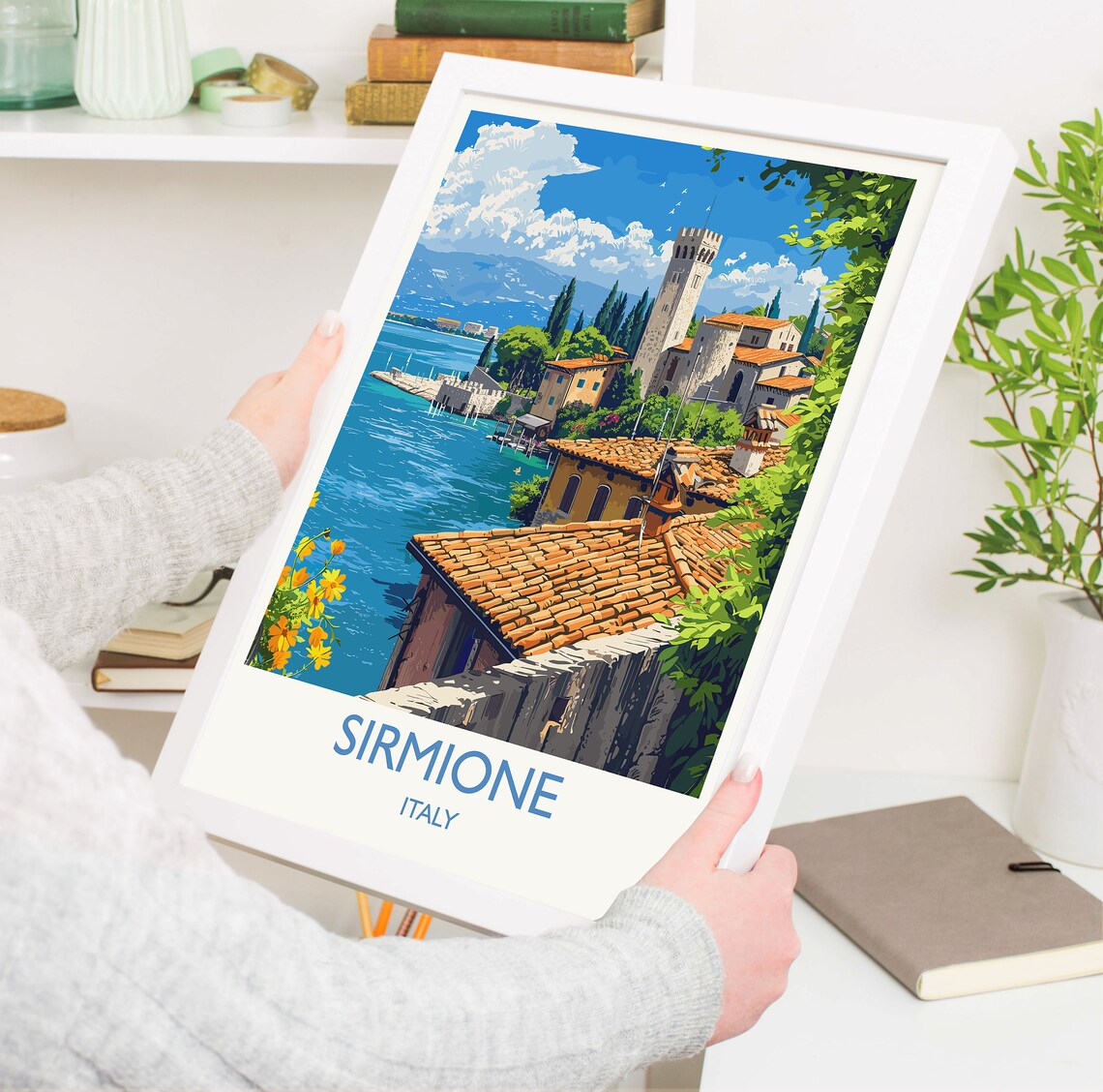 Sirmione Italy Lake Garda Terracotta Roofs Vintage Travel Poster - Image 5