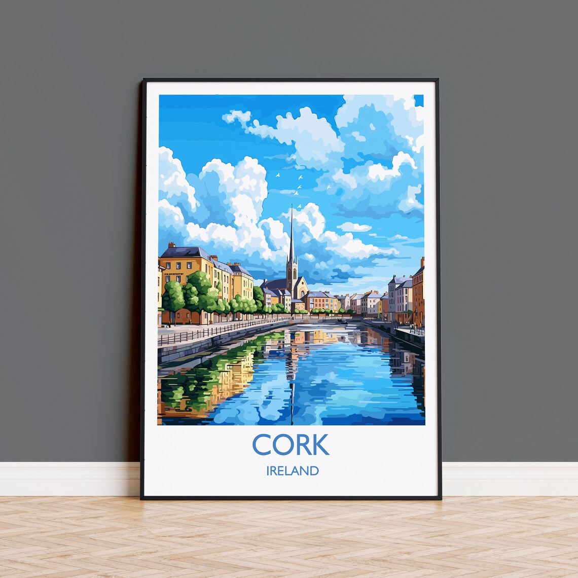 Cork Ireland Travel Poster, Europe Wall Art Print