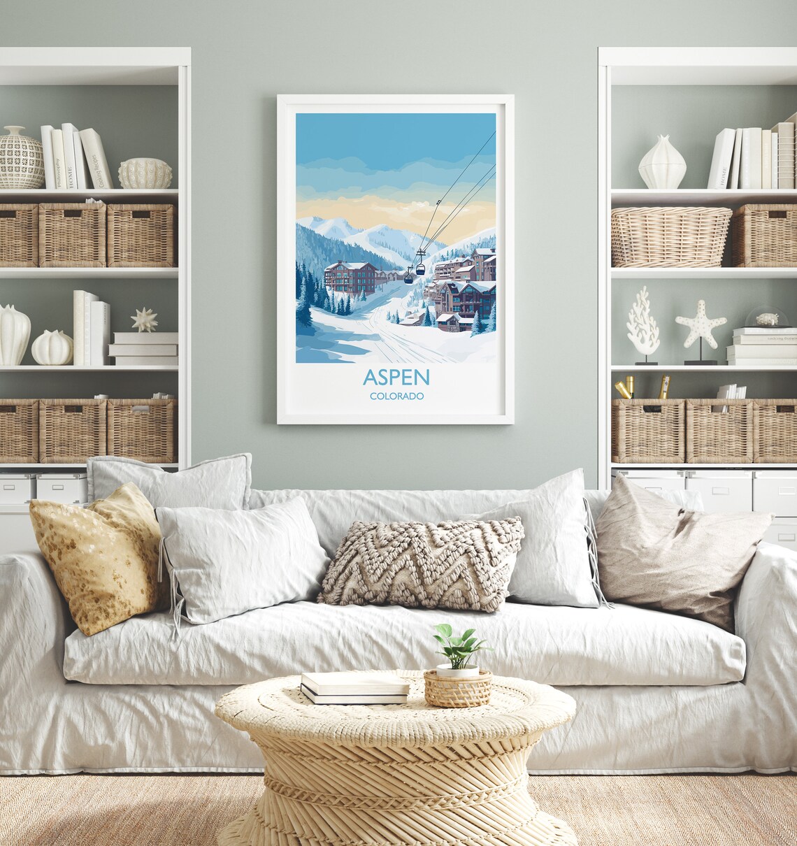 Aspen Colorado Ski Gondola Snowy Village Winter Travel Poster - Image 4