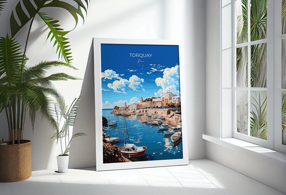 Torquay Devon Harbor Boats Quayside Waterfront Vintage Travel Poster - Image 3