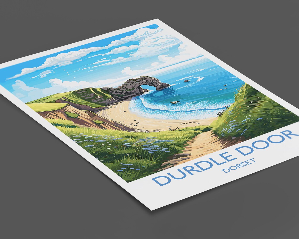 Durdle Door Travel Poster, Dorset Coast Art - Image 2