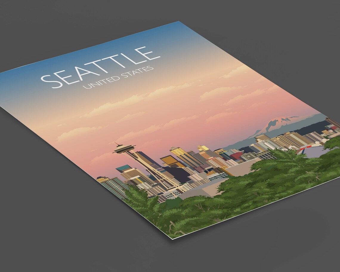 Seattle Travel Poster, Cityscape Art Print - Image 2