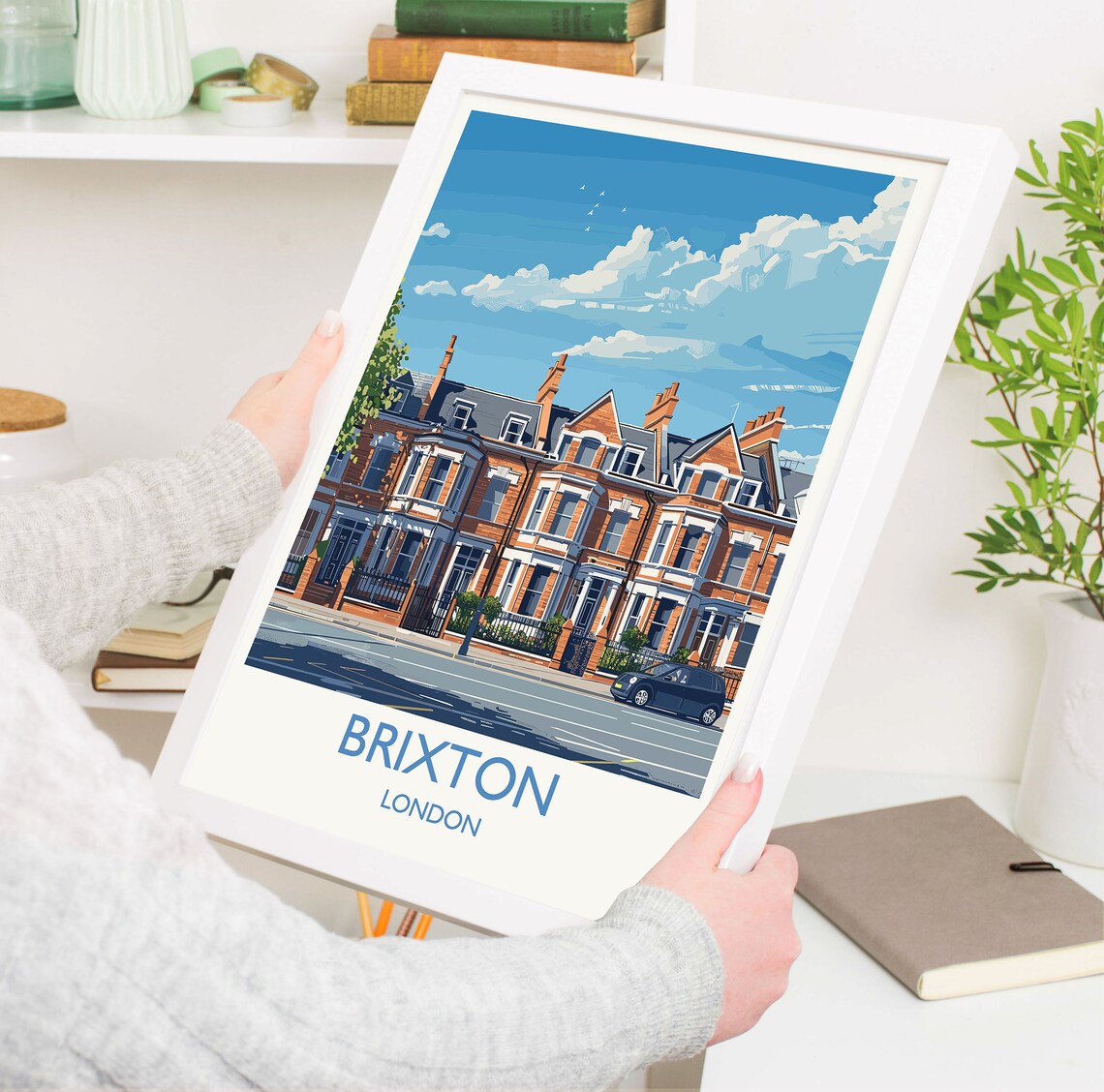 Brixton London Red Brick Victorian Terraces Street Travel Poster - Image 5