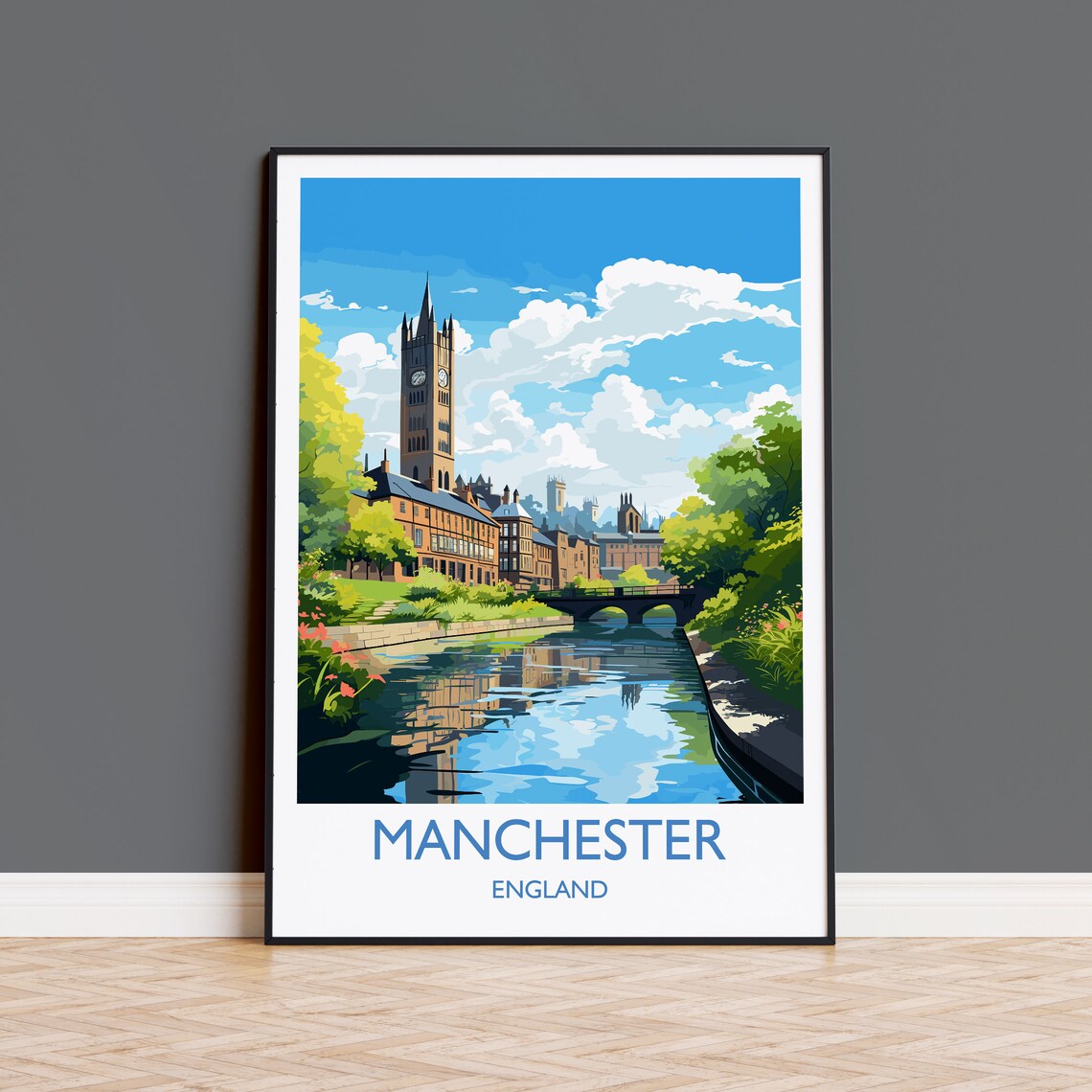 Manchester Travel Poster, Lancashire Place Print