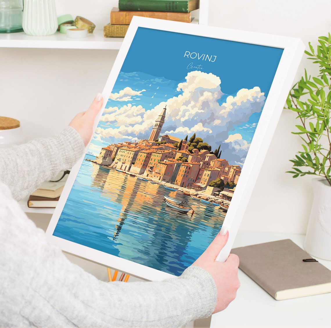 Rovinj Croatia Waterfront Old Town Bell Tower Travel Poster Wall Decor - Image 5