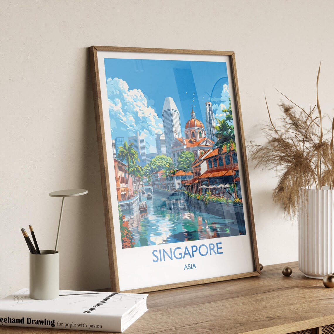 Singapore Travel Print Travel Poster Of Singapore Singapore Wall Art Lovers Gift Singapore Art - Image 2