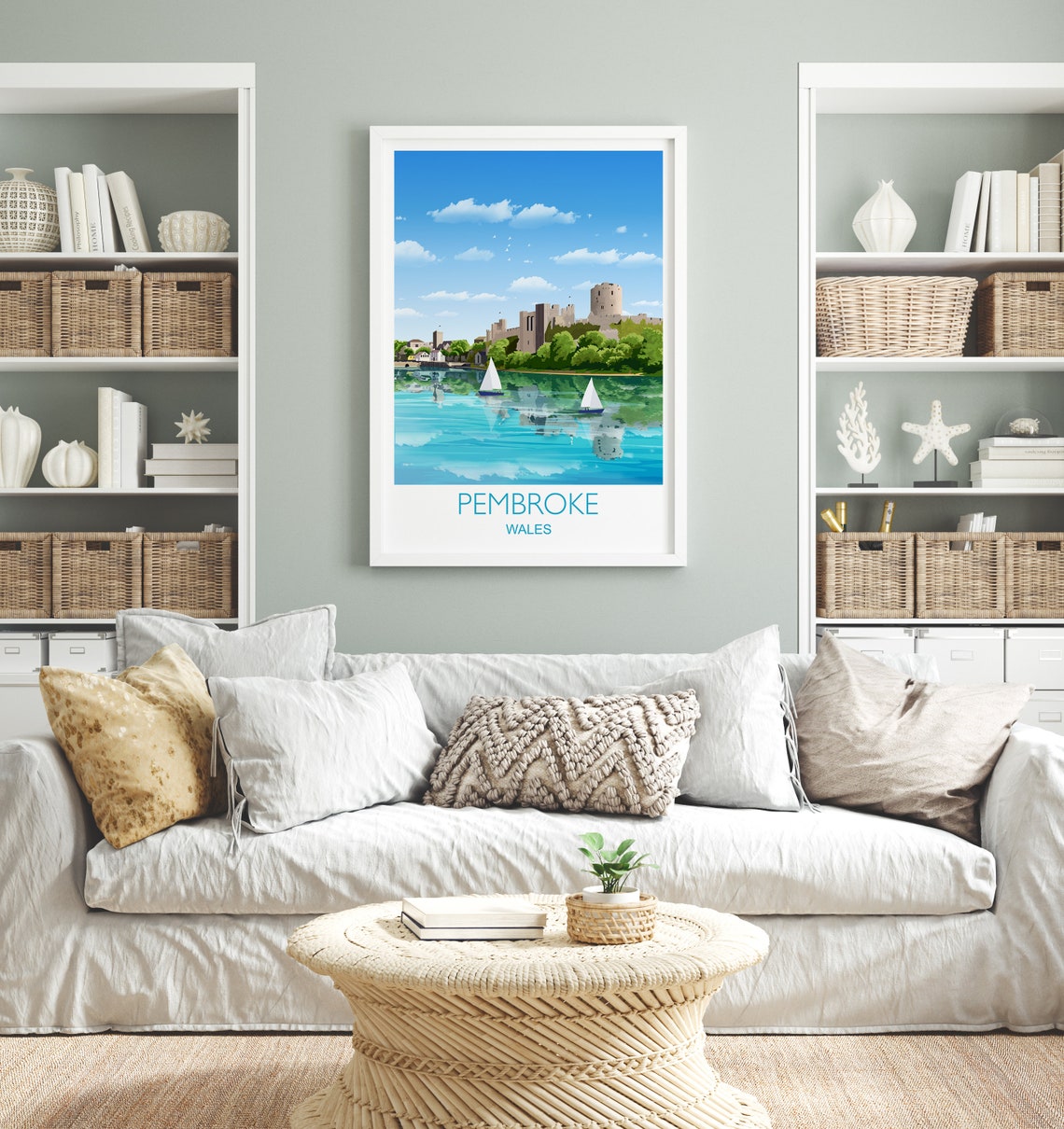 Pembroke Travel Print Travel Poster Of Pembroke Wales Pembrokeshire Art Gift Wales Art Lovers Gift Wall Art Print - Image 4