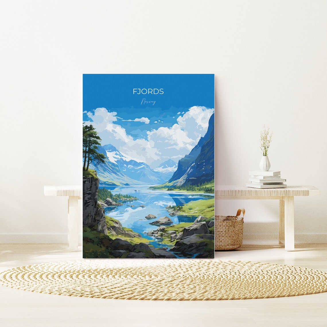 Fjords Travel Poster Travel Print Of Fjords Norway Poster Fjords Art Gift Norway Art Lovers Travel Gift - Image 2