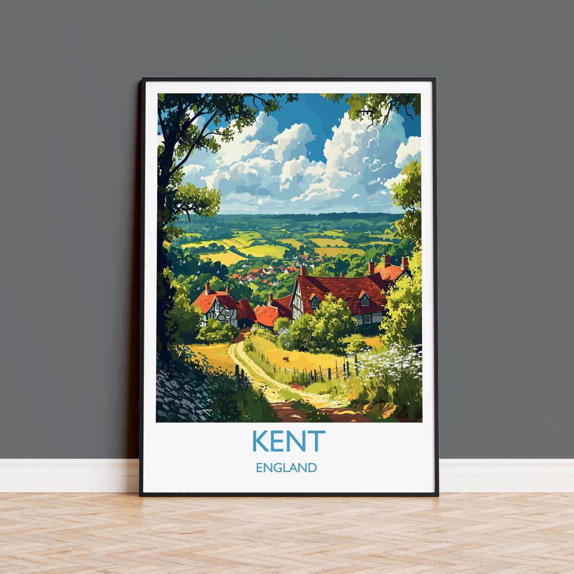 Kent England Travel Poster, County Art Print