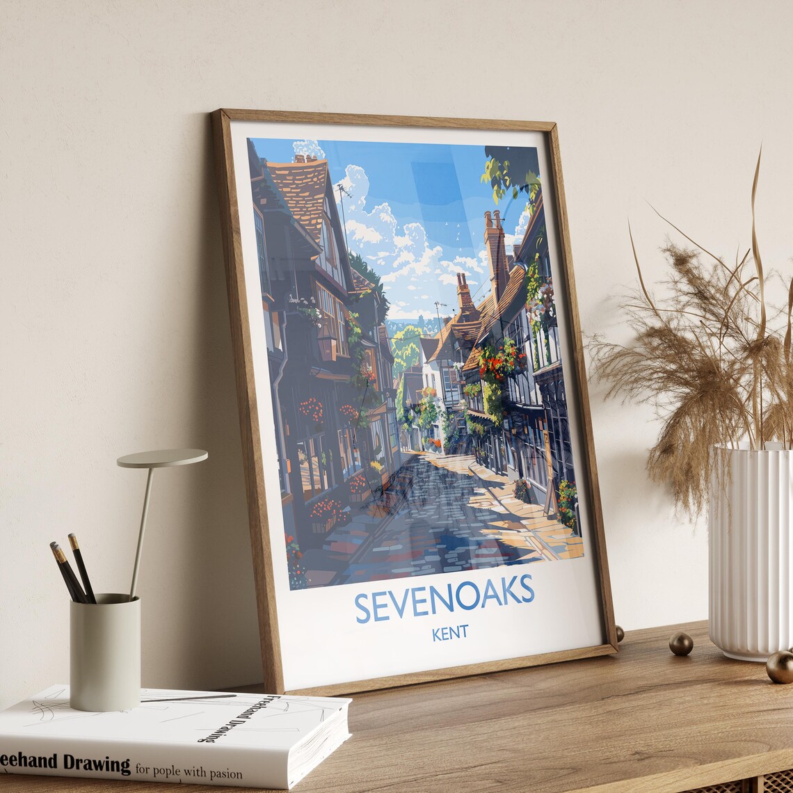 Sevenoaks Travel Poster Travel Print Of Sevenoaks Kent Countryside Art Gift England Sevenoaks Art Lovers Gift Wall Art Print - Image 2