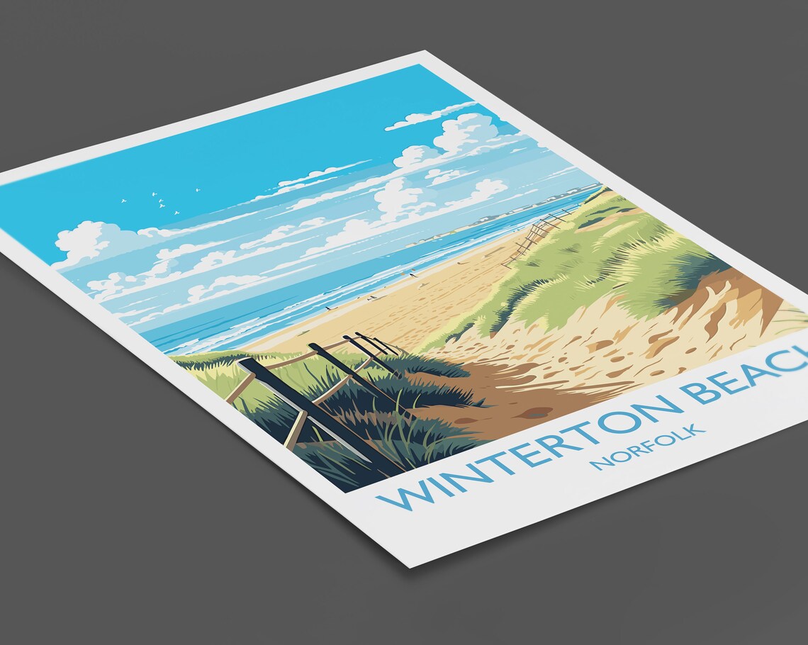 Winterton Beach Norfolk Sand Dunes Summer Seaside Travel Poster - Image 2