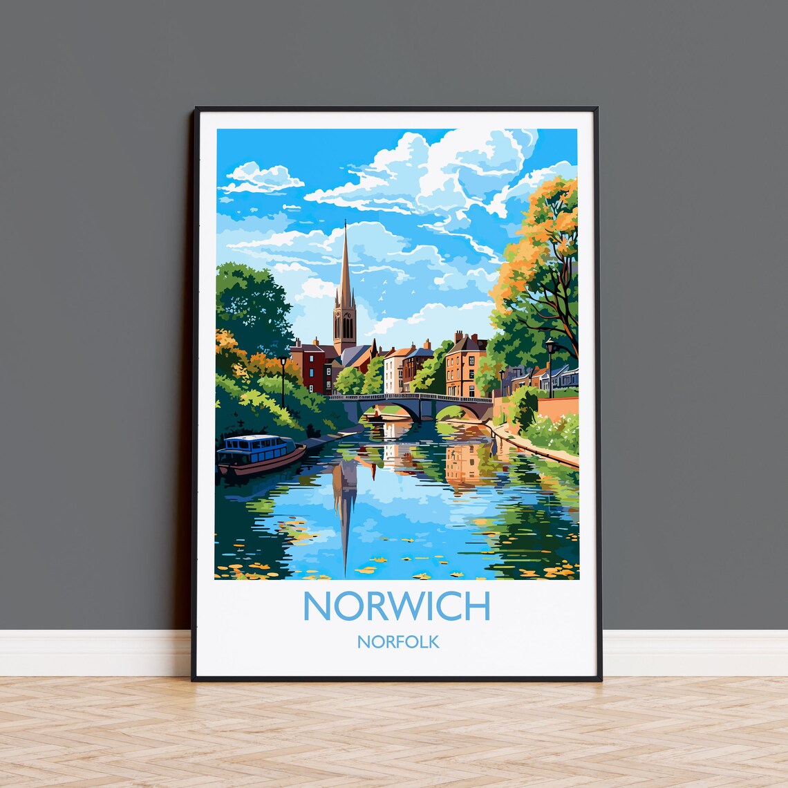 Norwich Travel Poster, Norfolk England Art Print