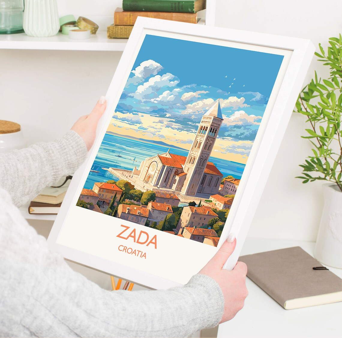 Zada Croatia Cathedral Tower Adriatic Sea Old Town View Poster - Image 5