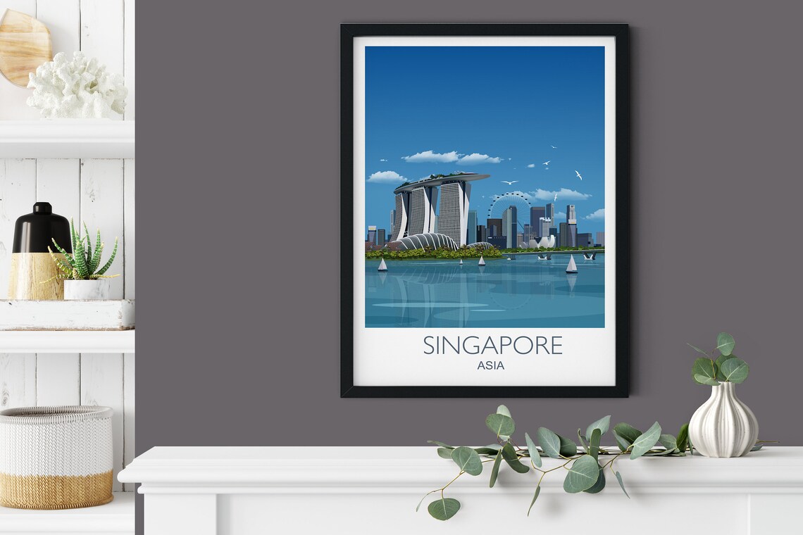 Singapore Travel Poster, Cityscape Art Print - Image 3