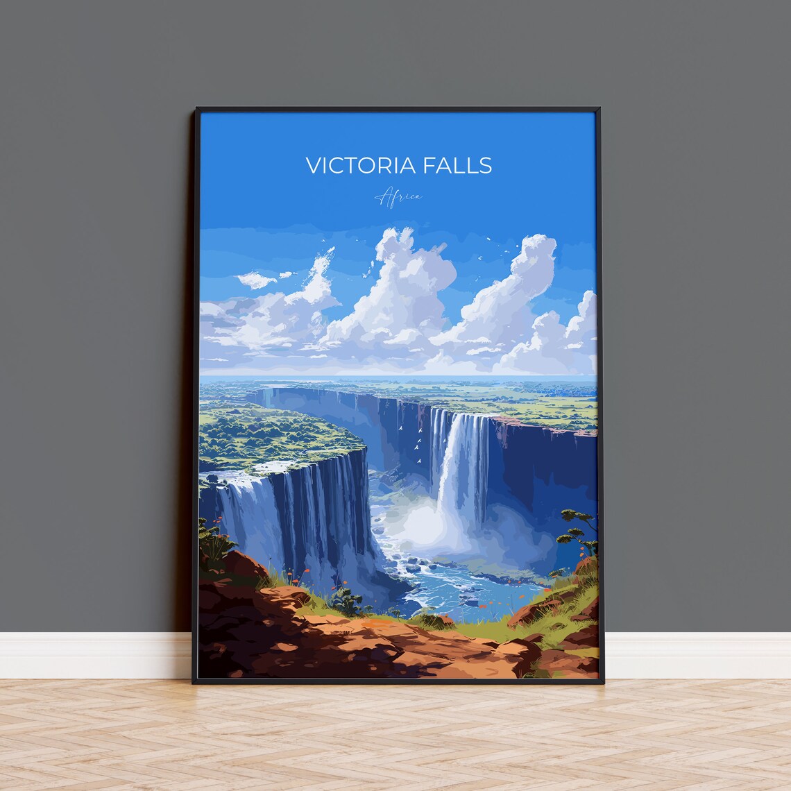 Victoria Falls Travel Poster, Zimbabwe Art Print