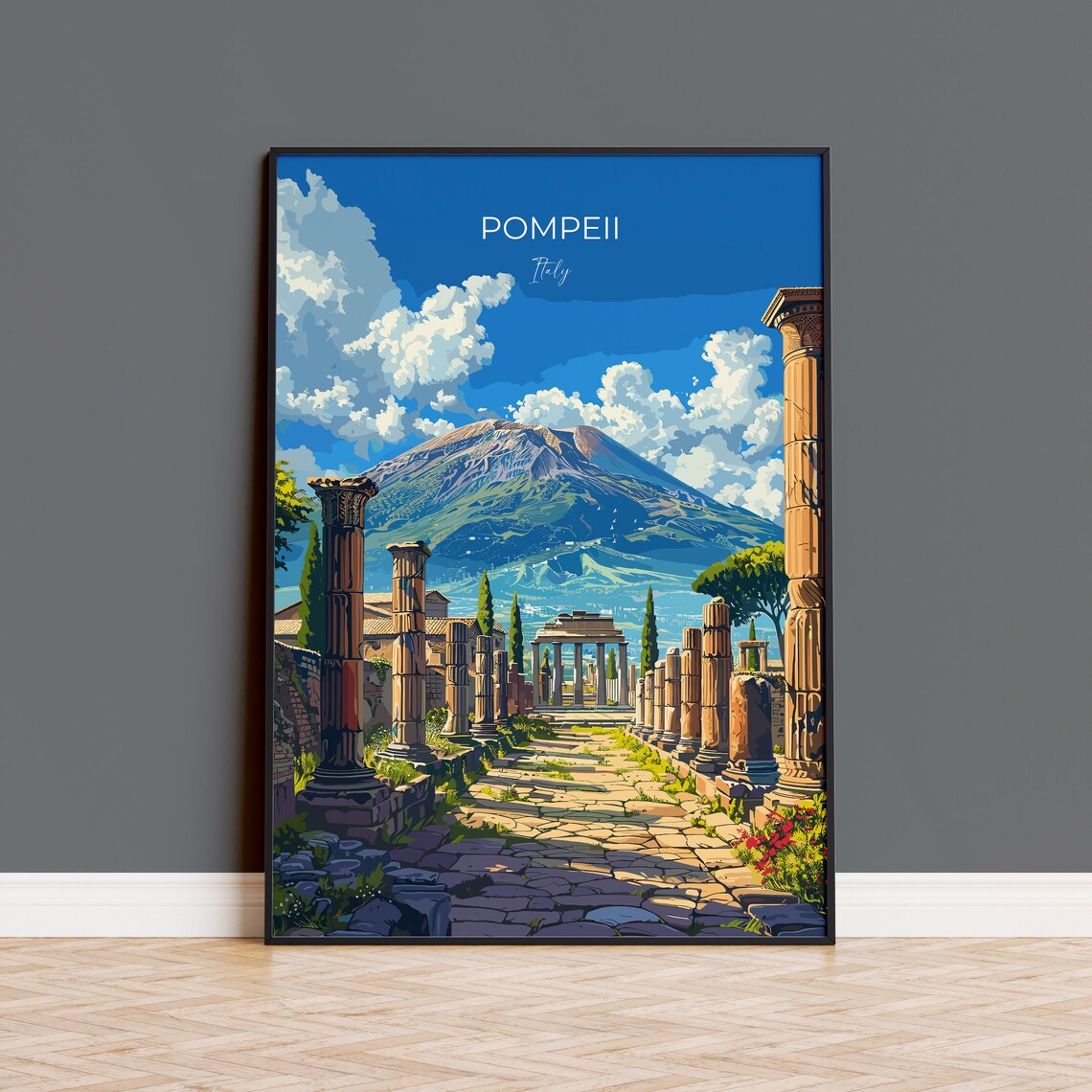 Pompeii Travel Poster, Italy Place Print