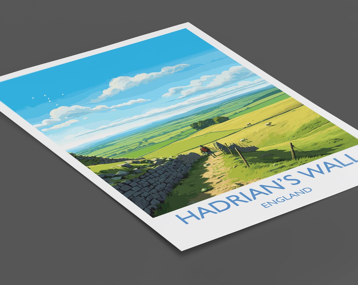 Hadrians Wall England Roman Wall Countryside Hiking Travel Poster - Image 2
