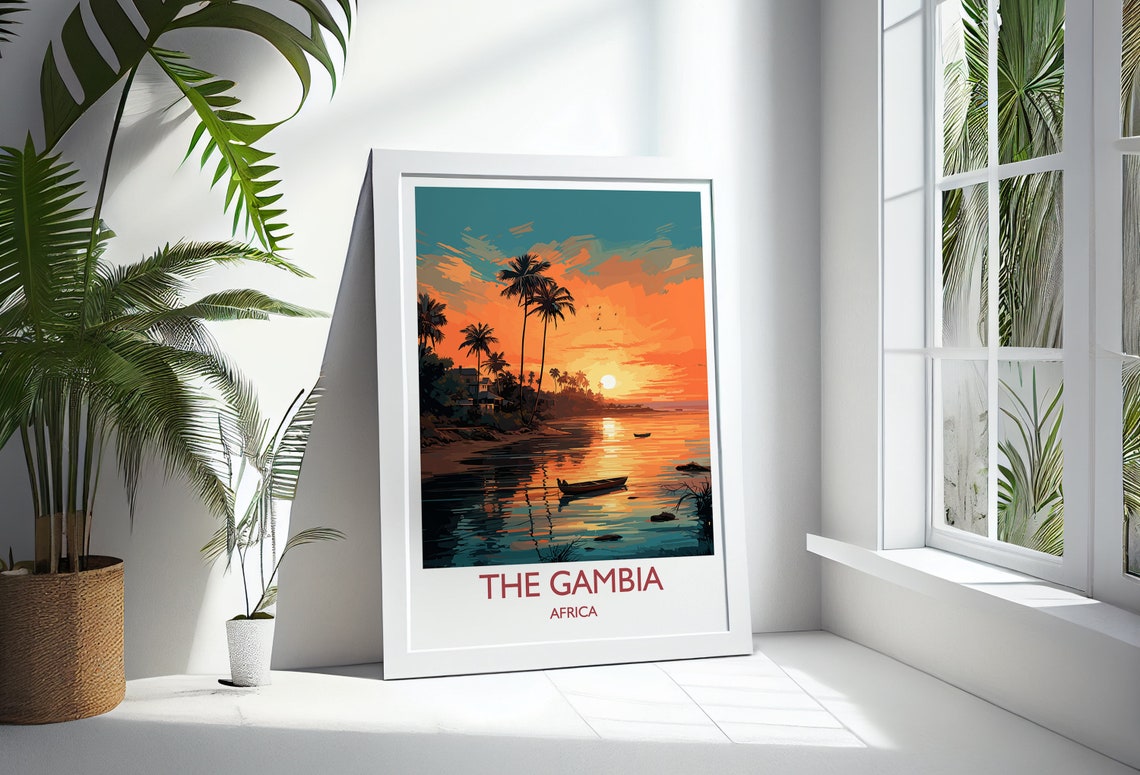 The Gambia Travel Poster Wall Art Travel Poster Of The Gambia The Gambia Gift The Gambia Sunset Africa Africa Art Lovers Gift - Image 3