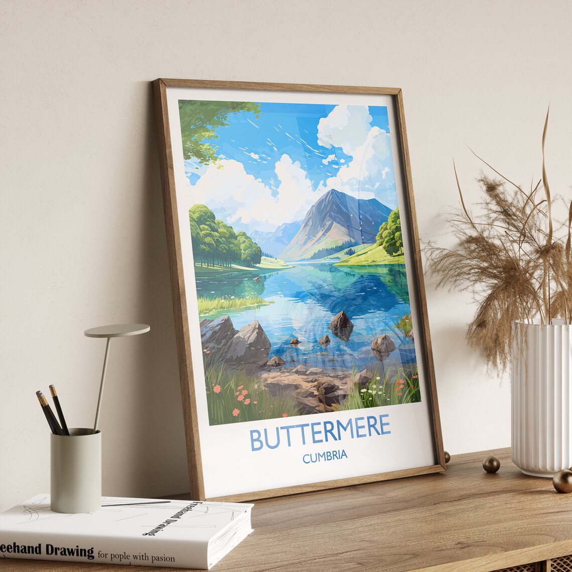 Buttermere Travel Poster, England Cumbria Travel Poster - Image 3