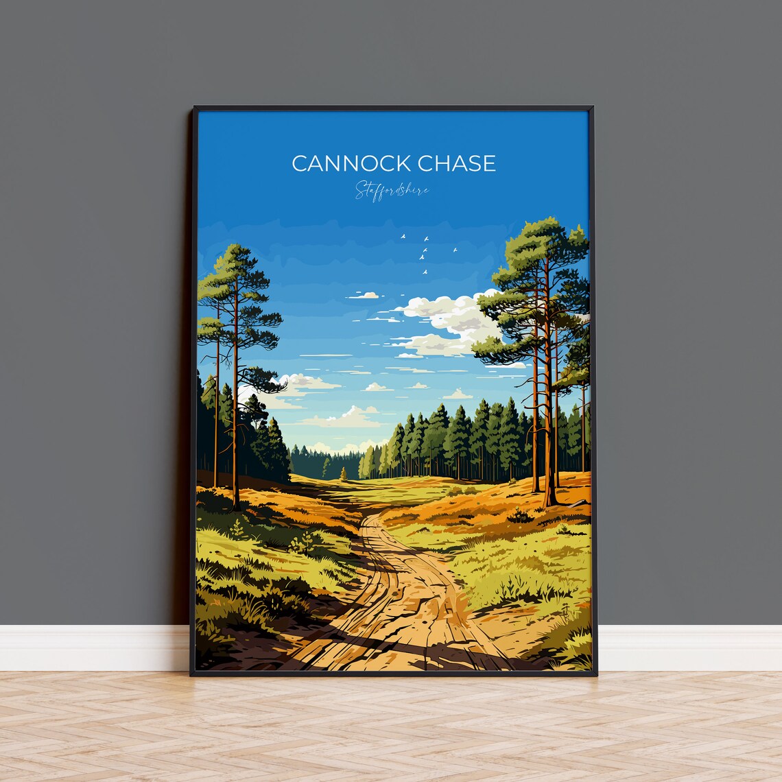 Cannock Chase Travel Poster Travel Print Of Cannock Chase England Staffordshire Art Cannock Chase Art Lovers Gift Wall Art Print