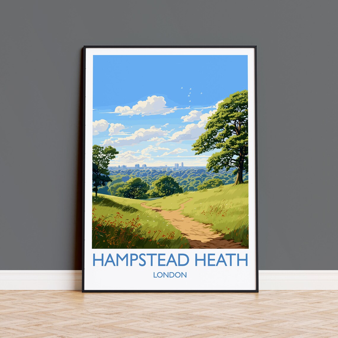 Hampstead Heath Travel Poster, London Landmark
