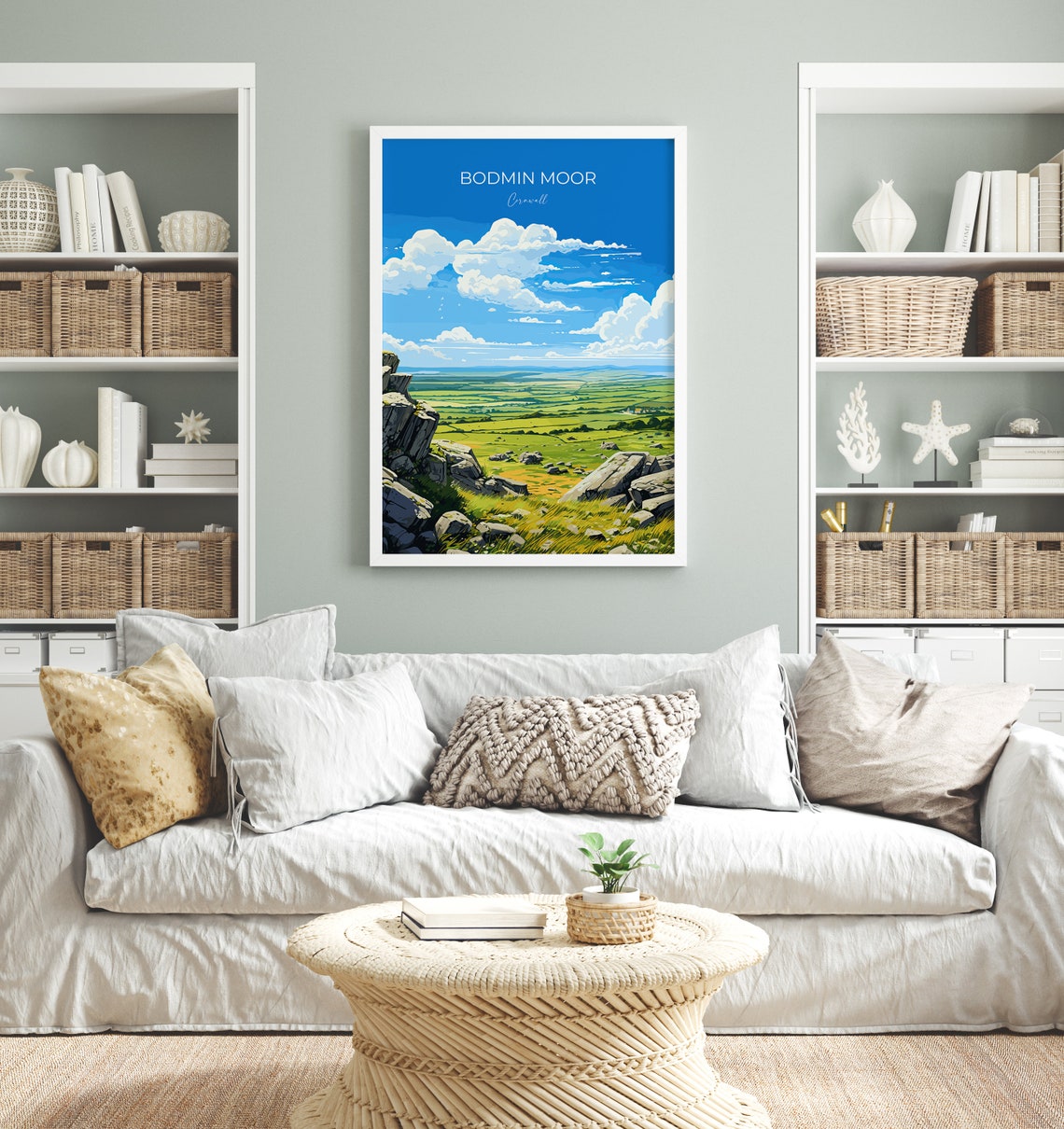 Bodmin Moor Cornwall Rock Outcrops Blue Sky Countryside Travel Print - Image 4