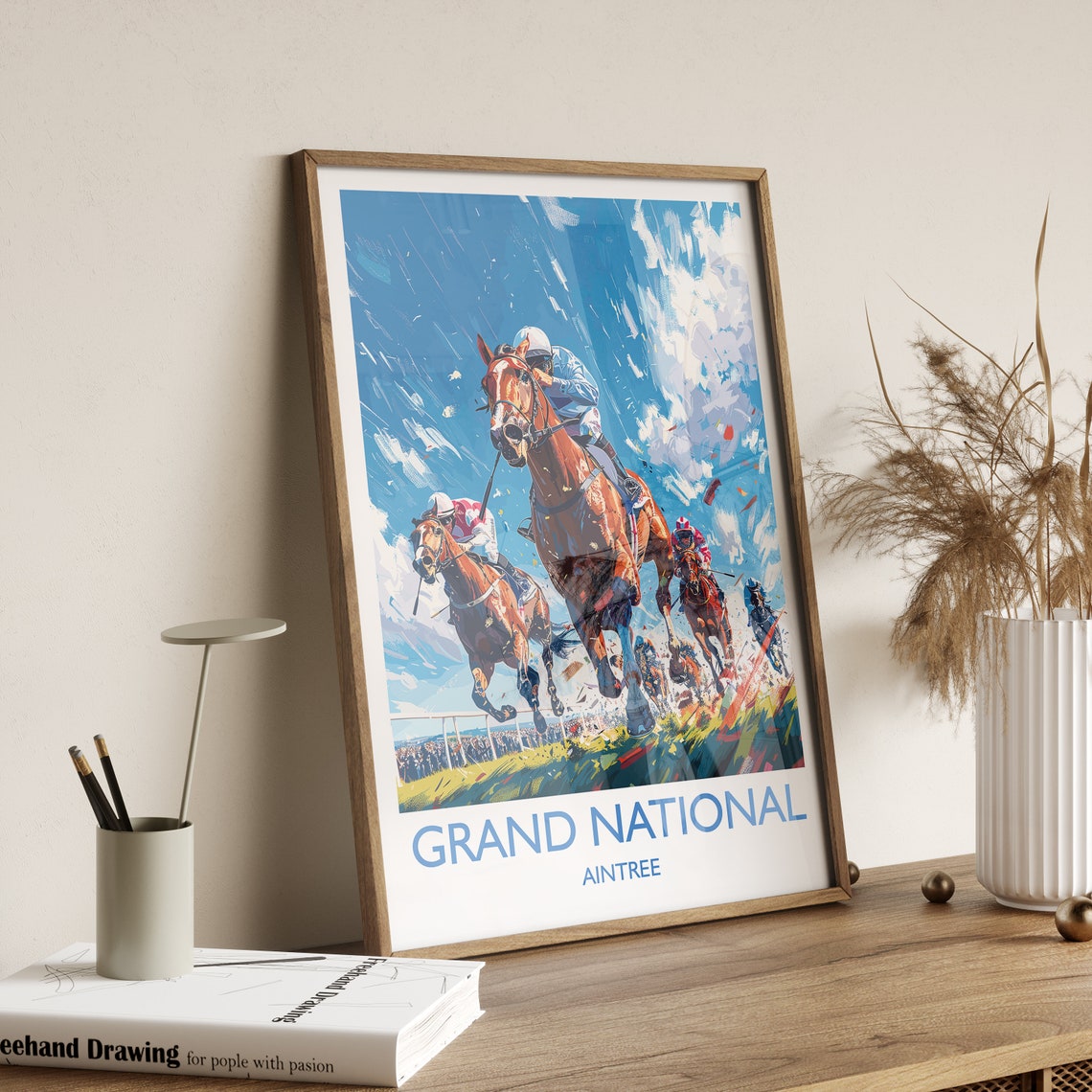 Grand National Travel Poster Wall Art Travel Print Of Aintree Merseyside England Grand National Horse Race Art Gift England Art Gift - Image 2