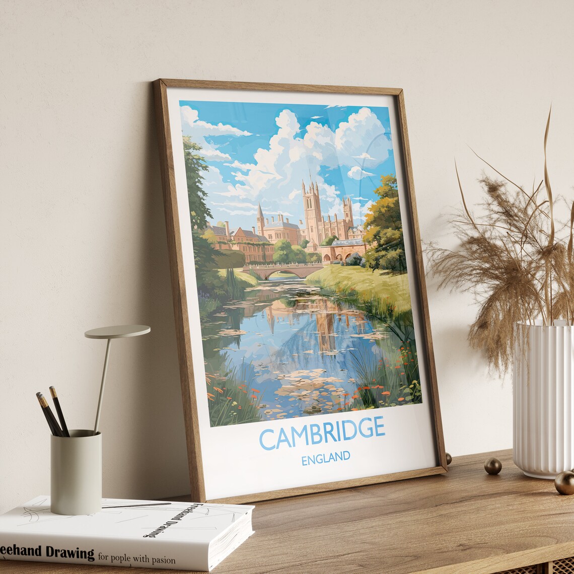 Cambridge Travel Poster, Cambridgeshire England Print - Image 3