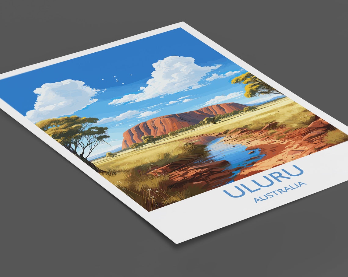 Uluru Australia Outback Desert Red Rock Blue Sky Travel Poster - Image 2