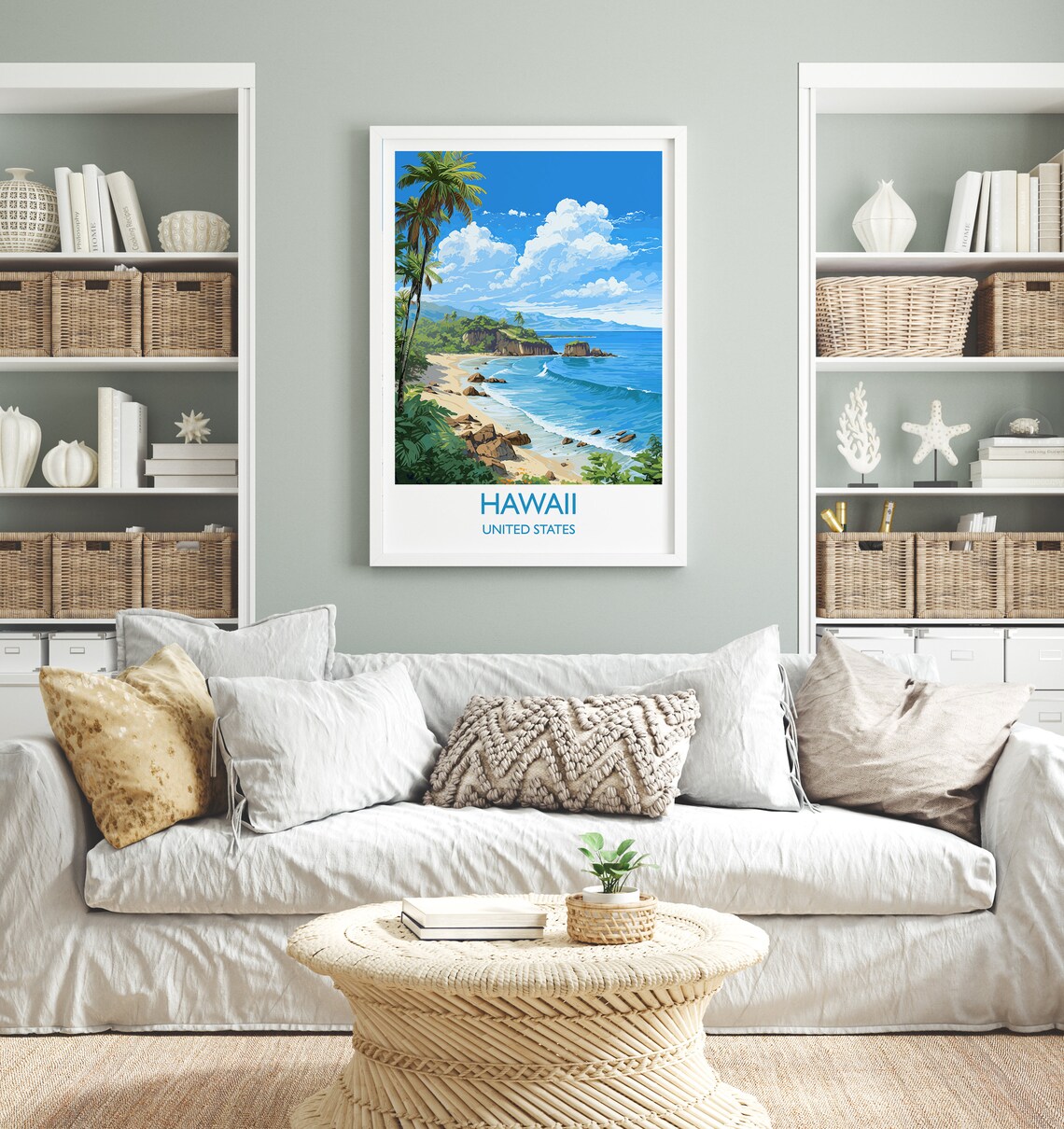 Hawaii Surf Beach Palm Trees Island Coast Travel Poster Wall Decor - Image 4