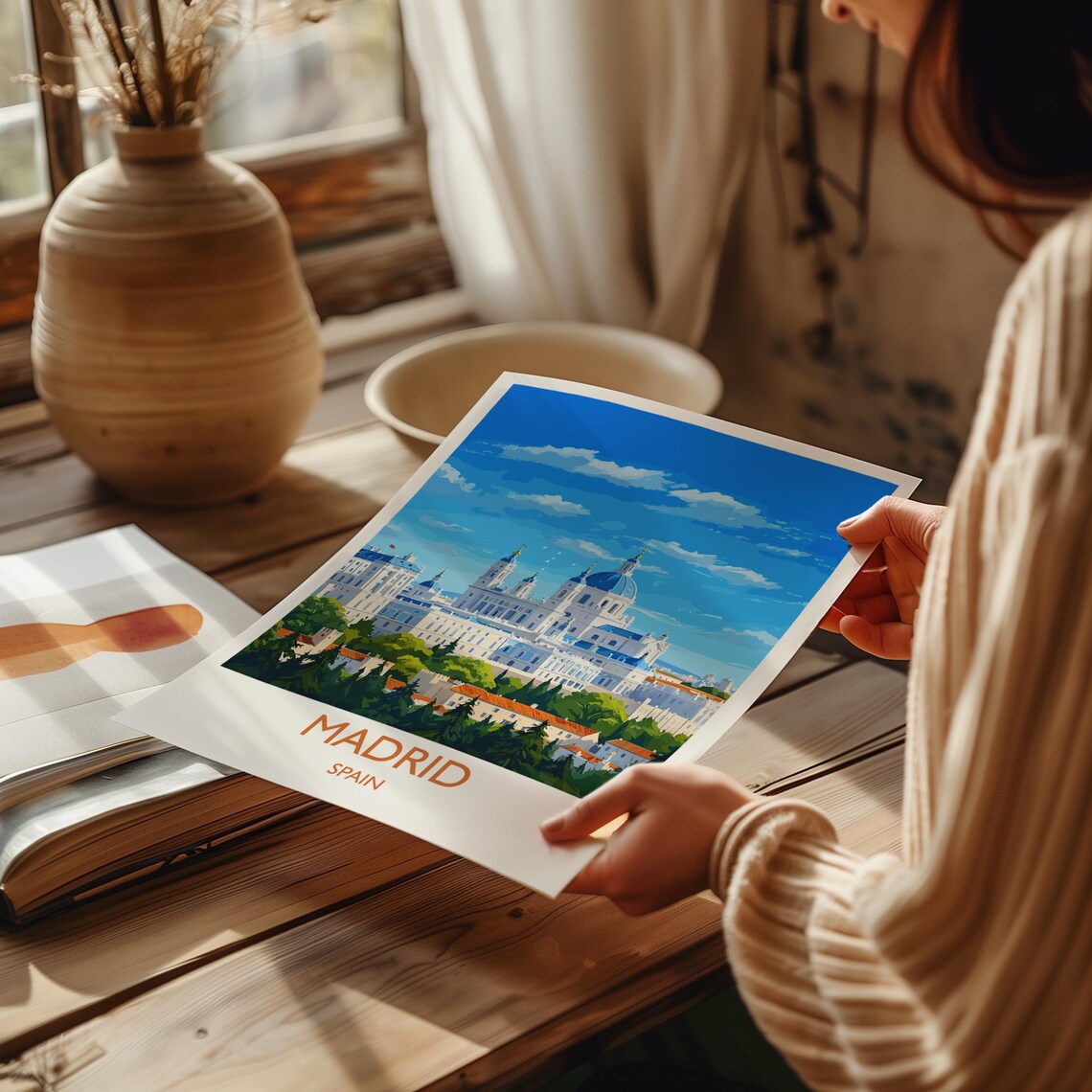 Madrid Spain Royal Palace Almudena Cathedral Grand Skyline Poster - Image 2