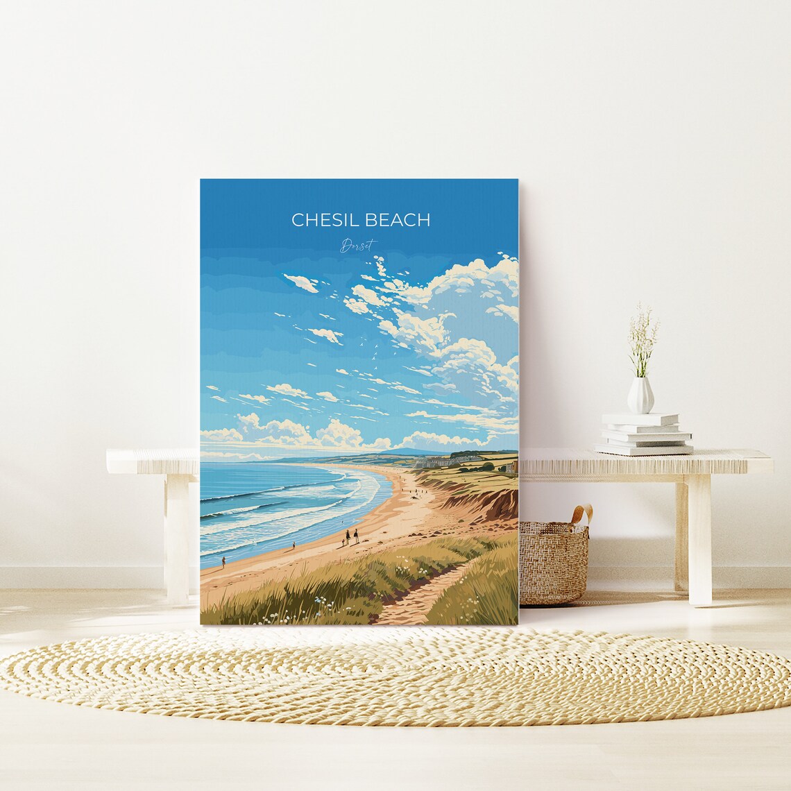 Chesil Beach Dorset Shoreline Waves Summer Coastline Art Poster - Image 3
