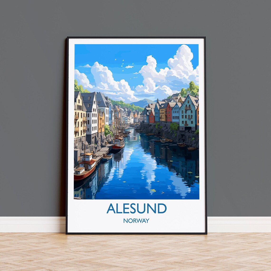 Alesund Norway Travel Poster, European Travel Print