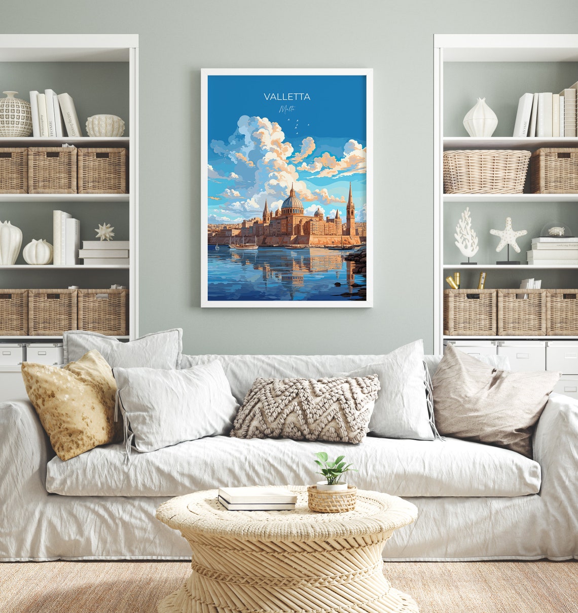 Valletta Malta Grand Harbour Basilica Dome Skyline Travel Poster - Image 4