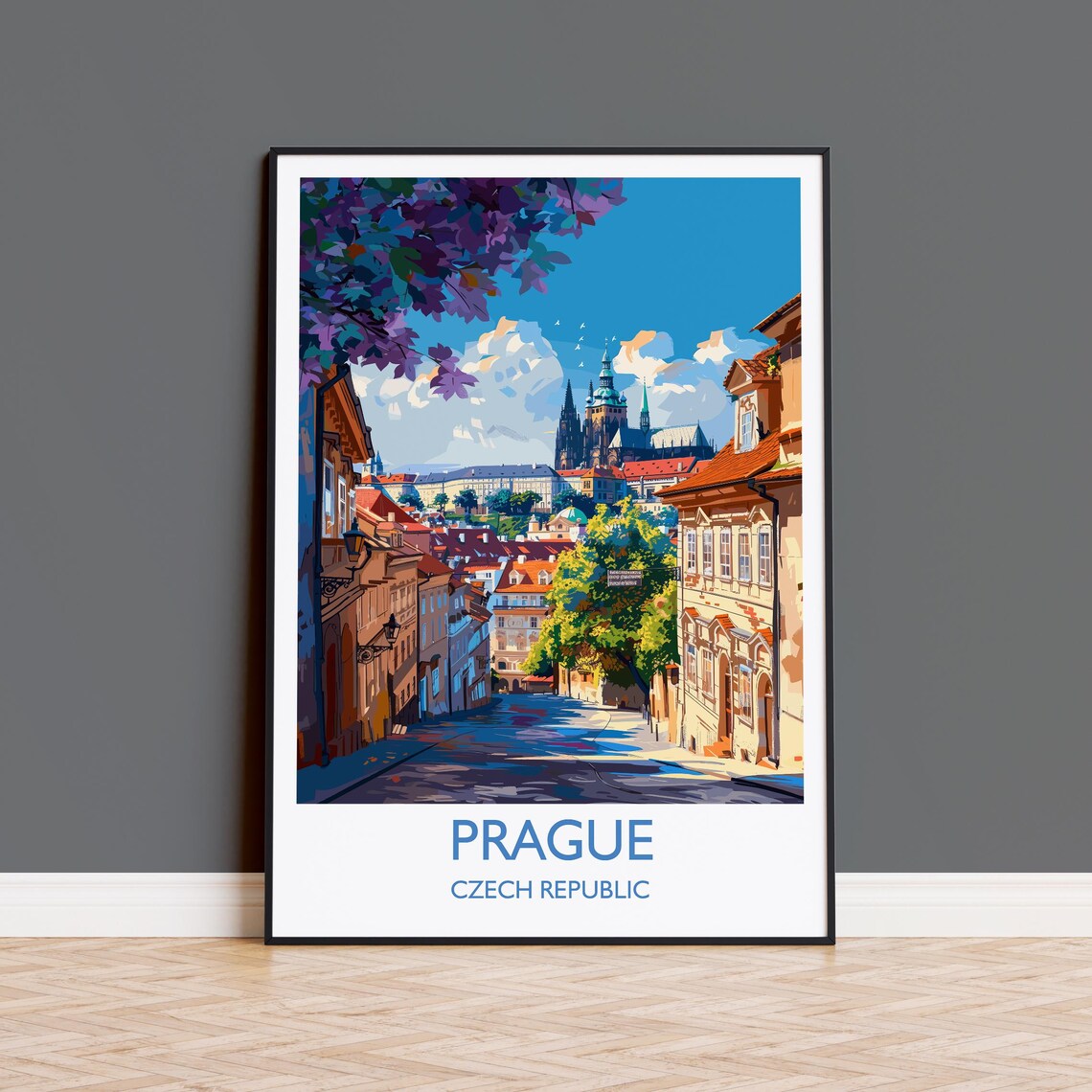 Prague Travel Poster, Czech Republic City Art