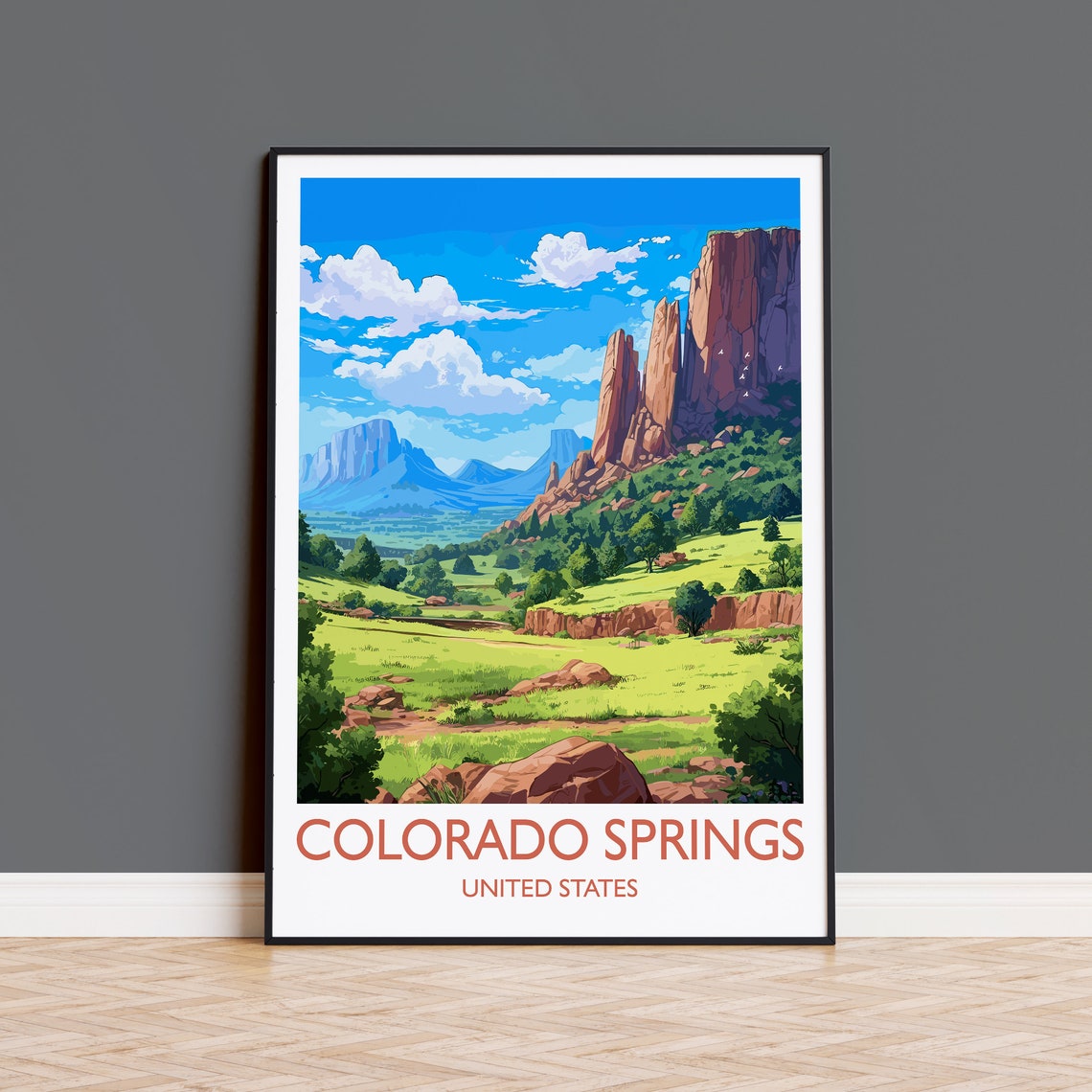 Colorado Springs Travel Print Travel Poster Of Colorado Springs Colorado Usa Colorado Springs Travel Gift