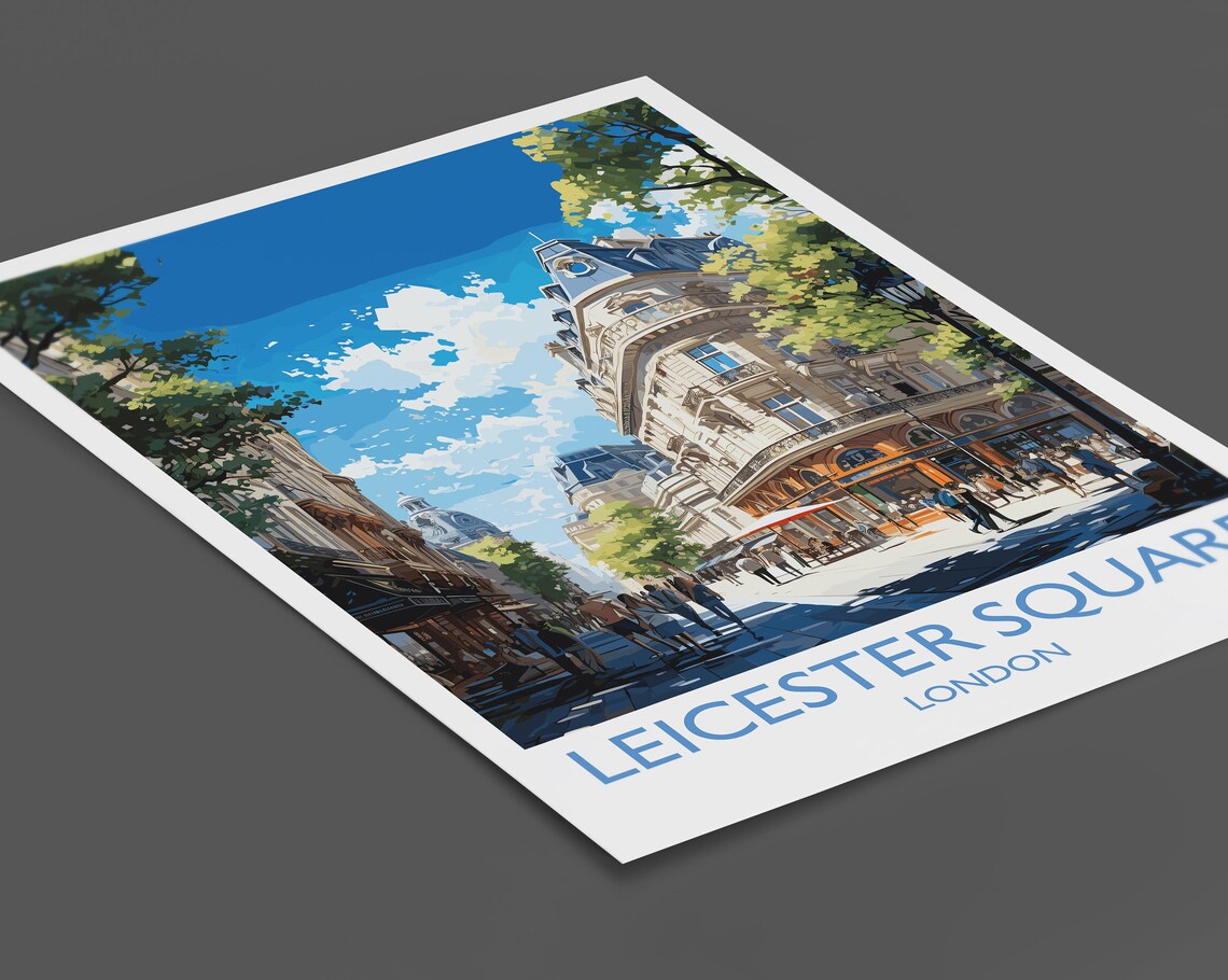 Leicester Square London Historic Street Scene Vintage Travel Poster - Image 3